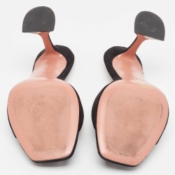 Pre Owned Amina Muaddi Black Suede Lupita Slide Sandals Size 41