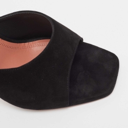 Pre Owned Amina Muaddi Black Suede Lupita Slide Sandals Size 41