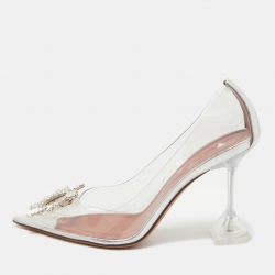 Pre Owned Amina Muaddi Transparent PVC Begum Pumps Size 39