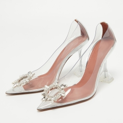 Pre Owned Amina Muaddi Transparent PVC Begum Pumps Size 39