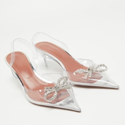 Pre Owned Amina Muaddi Transparent PVC Rosie Slingback Pumps Size 40