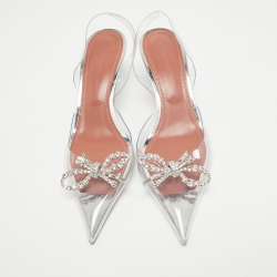 Pre Owned Amina Muaddi Transparent PVC Rosie Slingback Pumps Size 40