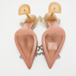 Pre Owned Amina Muaddi Brown PVC Rosie Slingback Pumps Size 35