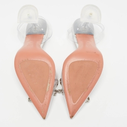 Pre Owned Amina Muaddi Transparent PVC Rosie Slingback Pumps Size 38