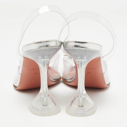 Pre Owned Amina Muaddi Transparent PVC Rosie Slingback Pumps Size 38