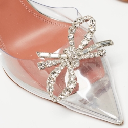 Pre Owned Amina Muaddi Transparent PVC Rosie Slingback Pumps Size 38