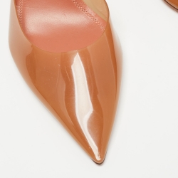 Pre Owned Amina Muaddi Brown PVC Holli Glass Pointed Toe Slingback Pumps Size 41
