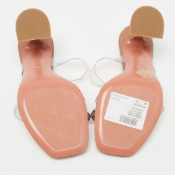 Pre Owned Amina Muaddi Metallic/Transparent Glitter and PVC Sami Sandals Size 36