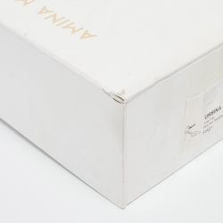 Pre Owned Amina Muaddi Silver PVC and Patent Leather Ursina Pumps Size 38