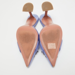 Pre Owned Amina Muaddi Purple Satin Begum  Mules Size  40