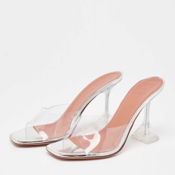 Amina Muaddi Transparent PVC Lupita Slides Size 36  