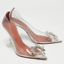 Pre Owned Amina Muaddi Transparent PVC Begum Pumps Size 37