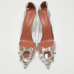 Pre Owned Amina Muaddi Transparent PVC Begum Pumps Size 37