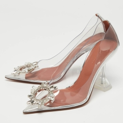 Pre Owned Amina Muaddi Transparent PVC Begum Pumps Size 37