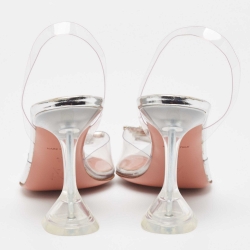 Pre Owned Amina Muaddi Transparent PVC Begum Slingback Pumps Size 40