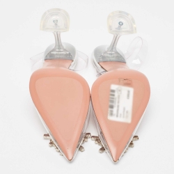 Pre Owned Amina Muaddi Transparent PVC Begum Slingback Pumps Size 40