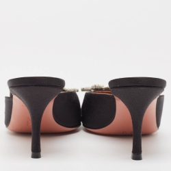 Amina Muaddi Black Satin Begum  Mules Size 37