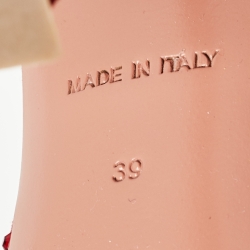 Pre Owned Amina Muaddi Red Crystal Embellished Suede Lupita Sandals Size 39