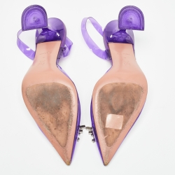 Pre Owned Amina Muaddi Purple PVC Begum Slingback Pumps Size 41