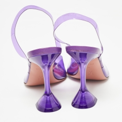 Pre Owned Amina Muaddi Purple PVC Begum Slingback Pumps Size 41