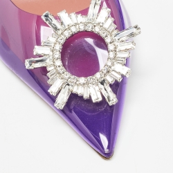 Pre Owned Amina Muaddi Purple PVC Begum Slingback Pumps Size 41