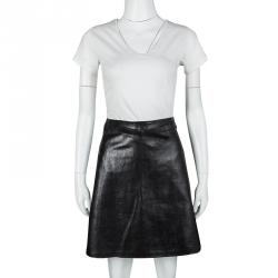 Ann Demeulemeester Black Leather Belted Skirt L