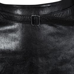 Ann Demeulemeester Black Leather Belted Skirt L