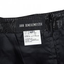 Ann Demeulemeester Black Leather Belted Skirt L