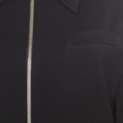Ann Demeulemeester Black Wool Gabardine Zip Front Slit Detail Overcoat L