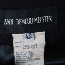Ann Demeulemeester Black Wool Gabardine Zip Front Slit Detail Overcoat L