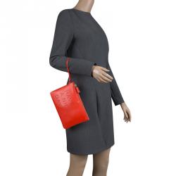 Pre Owned Anya Hindmarch Red Leather Have A Nice Day Pouch