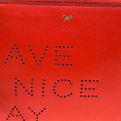 Pre Owned Anya Hindmarch Red Leather Have A Nice Day Pouch