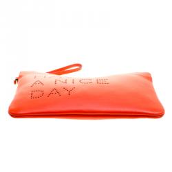 Pre Owned Anya Hindmarch Red Leather Have A Nice Day Pouch