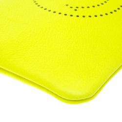 Pre Owned Anya Hindmarch Neon Yellow Leather Smiley Zip Top Pouch