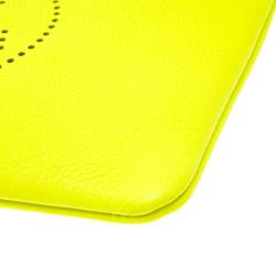 Pre Owned Anya Hindmarch Neon Yellow Leather Smiley Zip Top Pouch