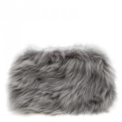 Pre Owned Anya Hindmarch Grey Shearling Mini Eyes Crossbody Bag