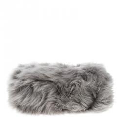 Pre Owned Anya Hindmarch Grey Shearling Mini Eyes Crossbody Bag