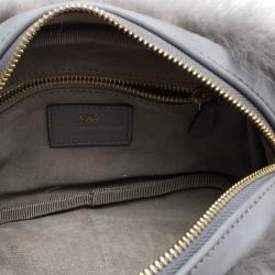 Pre Owned Anya Hindmarch Grey Shearling Mini Eyes Crossbody Bag
