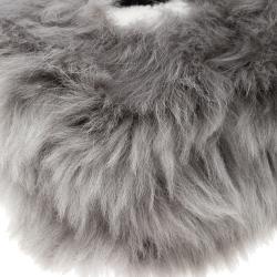 Pre Owned Anya Hindmarch Grey Shearling Mini Eyes Crossbody Bag