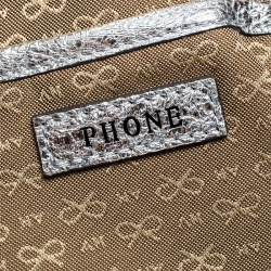 Pre Owned Anya Hindmarch Metallic Silver Crinkle Leather Scrooge Day Glitter Clutch