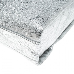 Pre Owned Anya Hindmarch Metallic Silver Crinkle Leather Scrooge Day Glitter Clutch