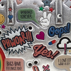 Pre Owned Anya Hindmarch Silver Embossed Sticker Leather Small Ebury Tote