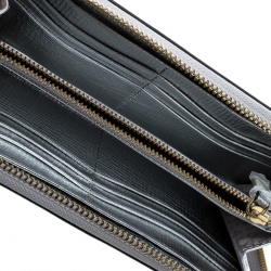 Pre Owned Anya Hindmarch Silver Leather All Over Wink Stickers Zip Around Wallet