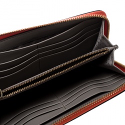 Pre Owned Anya Hindmarch Orange Leather Smiley Zip Around Continental Wallet