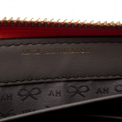 Pre Owned Anya Hindmarch Orange Leather Smiley Zip Around Continental Wallet