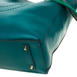 Pre Owned Anya Hindmarch Green Leather Smiley Ebury Shopper Tote