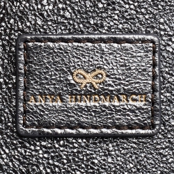 Pre Owned Anya Hindmarch Metallic Grey Woven Leather Nesson Tote