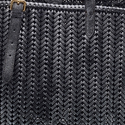 Pre Owned Anya Hindmarch Metallic Grey Woven Leather Nesson Tote