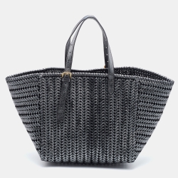 Pre Owned Anya Hindmarch Metallic Grey Woven Leather Nesson Tote