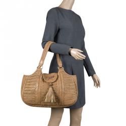 Pre Owned Anya Hindmarch Brown Woven Leather Neeson Tote